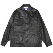 【JUNYAWATANABE MAN-ジュンヤワタナベマン】合成皮革(ポリウレタン樹脂)×ウールモッサーチェック FILSON Wネームジャケット