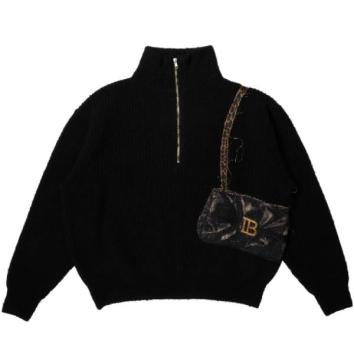 【doublet/ダブレット】TROMPE L’OEIL EMBROIDERY HALF ZIP KNIT【BLK】