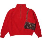【doublet/ダブレット】TROMPE L’OEIL EMBROIDERY HALF ZIP KNIT【RED】