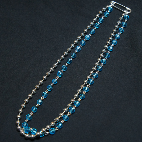 【TheSoloist-ソロイスト】single glass beads with ball chain neck lace.【L.BLUE】