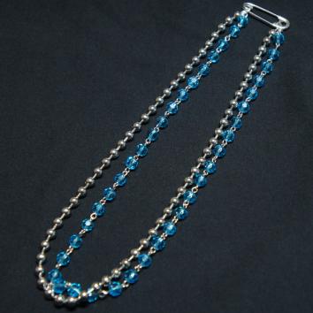 【TheSoloist-ソロイスト】single glass beads with ball chain neck lace.【L.BLUE】