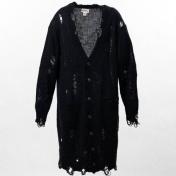 【KAMIYA-カミヤ】Damaged Low Gauge Long Cardigan【BLK】