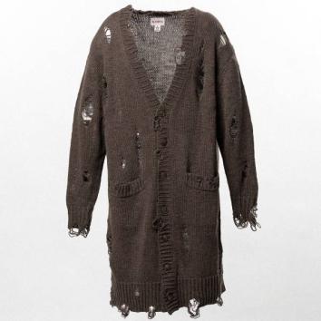 【KAMIYA-カミヤ】Damaged Low Gauge Long Cardigan【BRWN】