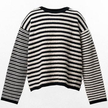 【KAMIYA-カミヤ】Horizontal Multi Stripe Bouclé Knit【BLK】