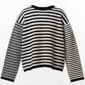 【KAMIYA-カミヤ】Horizontal Multi Stripe Bouclé Knit【BLK】