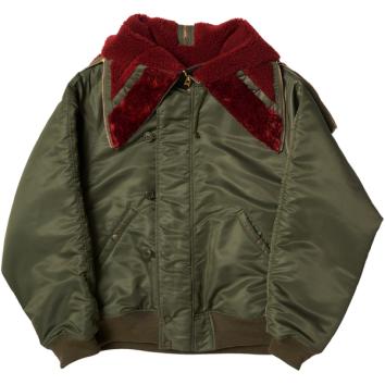 【doublet/ダブレット】PETAL MOUTH HOOD BOMBER JACKET【KHAKI】