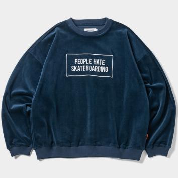 【TIGHTBOOTHPRODUCTION-タイトブースプロダクション】PEOPLE HATE SKATE VELOUR L/S【NAVY】