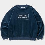 【TIGHTBOOTHPRODUCTION-タイトブースプロダクション】PEOPLE HATE SKATE VELOUR L/S【NAVY】