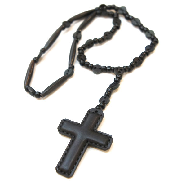 【RoosterKing&Co.-ルースターキング】BLK Leather Rosario Necklace【Fix】