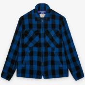 【JUNYAWATANABE MAN-ジュンヤワタナベマン】ウールチェック 製品縮絨 FILSON Wネーム ZIPブルゾン【青/黒】