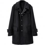 【TheSoloist-ソロイスト】right-left pencil silhouette single breasted peacoat.