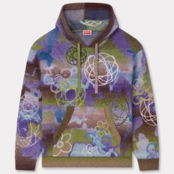 【KENZO-ケンゾー】'Kenzo x Futura 2000' ミックス ウール ニット フ―ディー