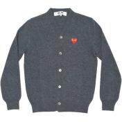 【PLAY COMME des GARCONS】V-NECK CARDIGAN RED EMBLEM RED HEART【GRY】