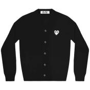 【PLAY COMME des GARCONS】V-NECK CARDIGAN WHITE EMBLEM【BLK】