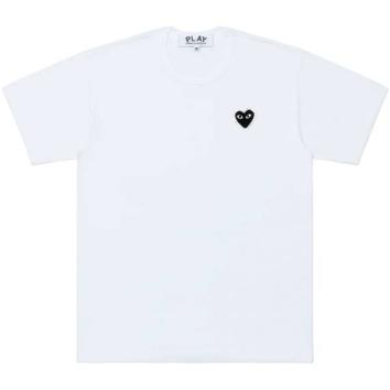 【PLAY COMME des GARCONS】T-SHIRT RHINESTONE EMBLEM RHINESTONE HEART【WHT/BLK】